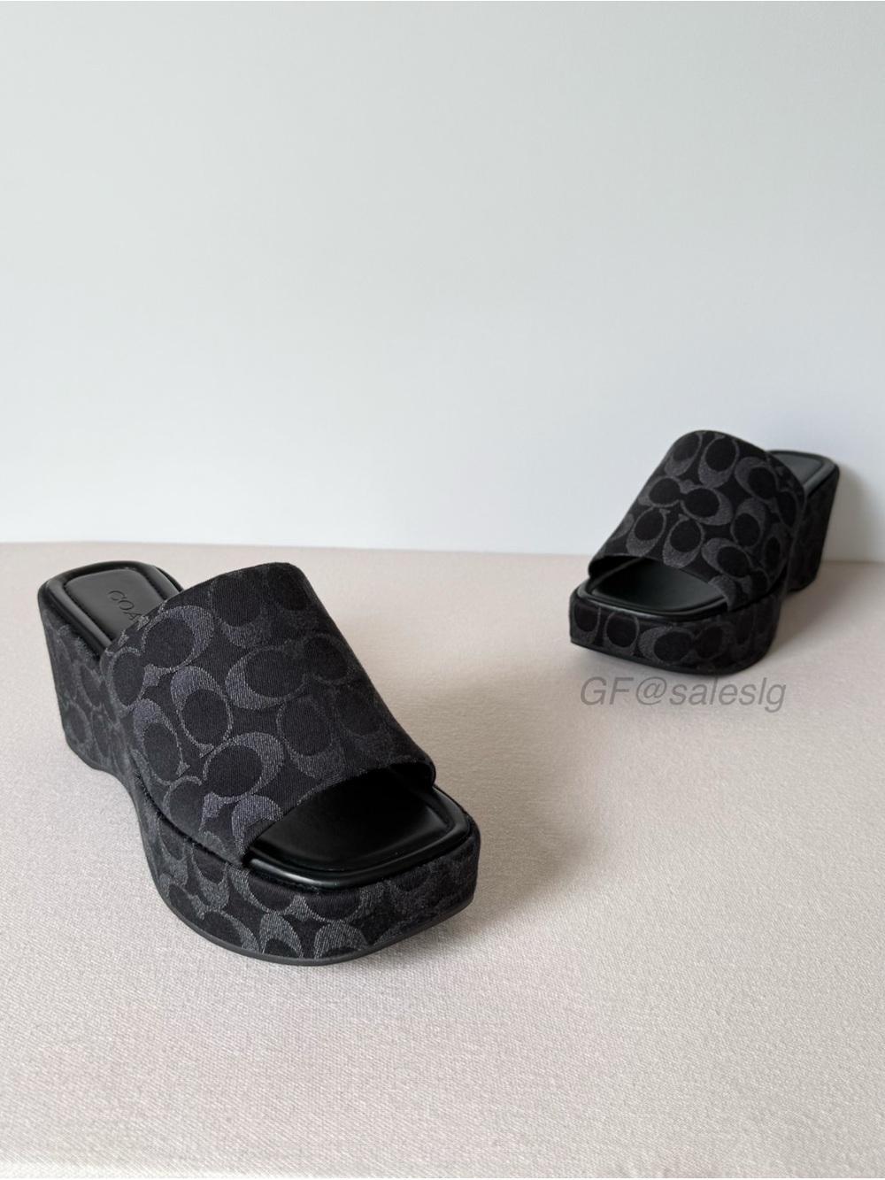 NWT Coach Phoebe Platform Sandals In Signature Denim Black CDG81 Size 8.5